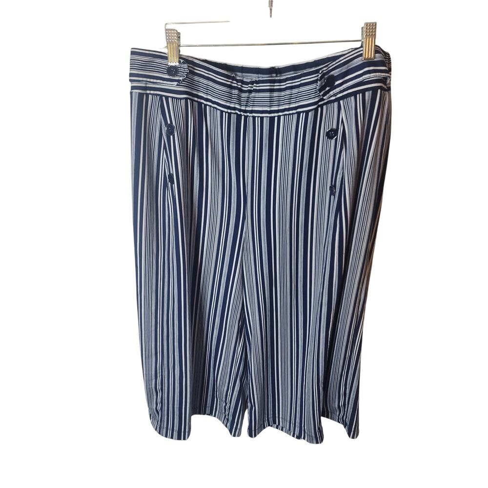 Robert Louis Blue/White Striped Culotte Pants, 3X